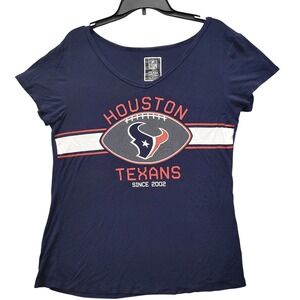 NFL Houston Texans Women's V Neck‎ T Shirt Size Large Navy Blue Team Apparel